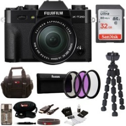 Fujifilm X-T20 Digital Camera (Black) with 16-50mm Lens and Accessories Bundle