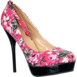 Riverberry 'Flirt-3' Floral Print Ankle Strap Platform Pumps, Fuchsia