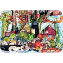 Carolines Treasures 8915LCB 15 X 12 In. Wine Crab Shrimp and Oysters Glass Cutti