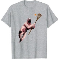 Sloth Play Lacrosse T-Shirt Funny Lacrosse Tee for Players