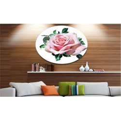 Watercolor Rose with Green Leaves' Oversized Floral Aluminium Wall Art