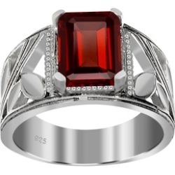Orchid Jewelry 925 Sterling Silver 2 3/4 Carat Garnet Ring