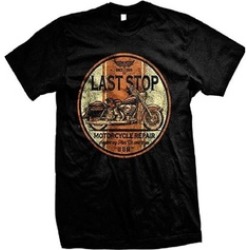 Last Stop Motorcycle T-shirt Biker Rider Route 66 Harley Tee