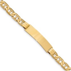 14k Yellow Gold Engravable 8in Anchor Men's Link ID Bracelet