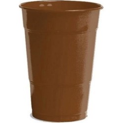 Amscan 436800.111 12 oz. Big Party Plastic Cups - Chocolate Brown - Pack of 1000