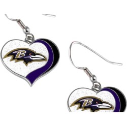 Sports Team Logo NFL Glitter Heart Earring Swirl Charm Set