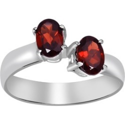 Orchid Jewelry 925 Sterling Silver 1 1/3 Carat Oval Cut Garnet Ring