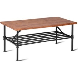 2-Tier Cocktail Coffee Table Living Room Furniture Metal Frame