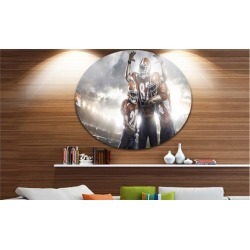 American Football Players on Stadium' Disc Sport Circle Metal Wall Art
