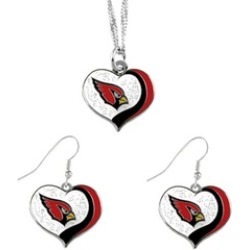 Sports Team Logo NFL Glitter Heart Necklace and Earring Set Charm Gift