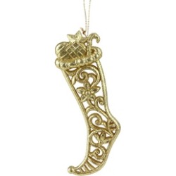 6" Gold Glitter Pointed Toe Elf Stocking Christmas Ornament