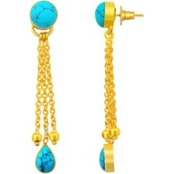 Orchid Jewelry Yellow Gold Plated 9 Ctw Turquoise Chain Earrings