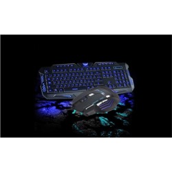 3 Color LED Backlight Wired USB Gaming Keyboard and Mouse Set
