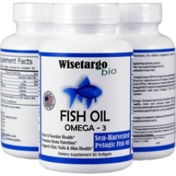 3 pc Wisetargo Bio Fish Oil Omega-3 Fish Oil Manufactured in the USA