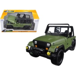 Jada 98132 1 by 24 Scale Diecast 1992 Jeep Wrangler Matt Green Model Car