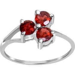 Orchid Jewelry 925 Sterling Silver 1 Carat Prong Set Garnet Ring