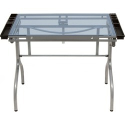 Craft Accents Home Office Folding Craft Table - Silver  Blue Glass