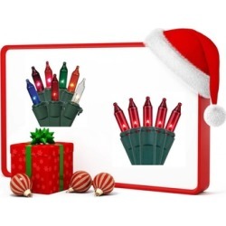 100 Mini Red Christmas Holiday Lights + 50 Mini Multicolor lights Free