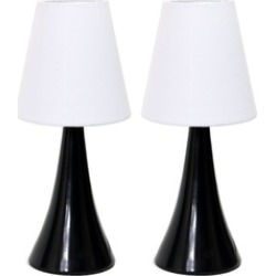 Simple Design Valencia 2 Pack Mini Touch Table Lamp Set W/Fabric Shade
