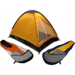 Orange Dome Tent Camping For 2 Person + 2 Sleeping Bags Orange Dome Tent Camping For 2 Person + 2 Sleeping Bags