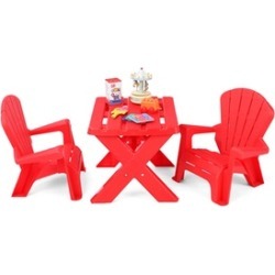 Giantex Plastic Children Kids Table & Chair Set 3-Piece Play Furniture Red Giantex Plastic Children Kids Table & Chair Set 3-Piece Play Furniture Red