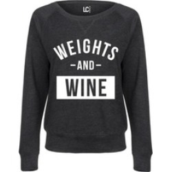 Workout - Ladies Slouchy French Terry Pullover Weights And Wine