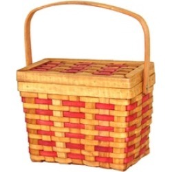 Rectangle Basket with Burgundy Stripes