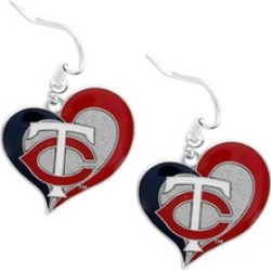Sports Team Logo MLB Swirl Heart Team Dangle Earrings