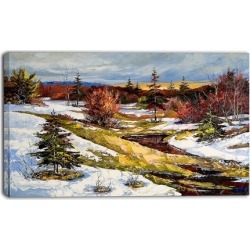 Spring Valley with River - Landscape Canvas Print