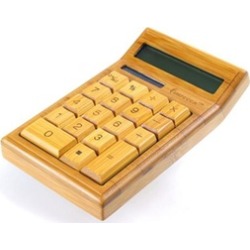 12-Digit Bamboo Custom Carved Desktop Calculator - Natural Bamboo