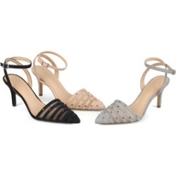 Journee Collection Womens Pointed Toe Rhinestone Ankle-strap Heels