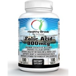 Healthy Brook Folic Acid 800mcg 100 tablets B9 Vitamin Supplement