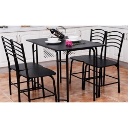 5 PCS Black Dining Set Table 4 Chairs Steel Frame Home Kitchen Furniture 5 PCS Black Dining Set Table 4 Chairs Steel Frame Home Kitchen Furniture