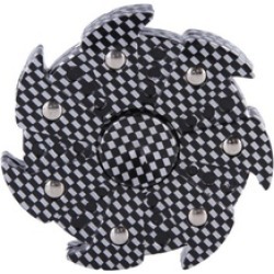 Turbine Fidget Hexagonal Hand Spinner Black Silver Autism Focus Toy