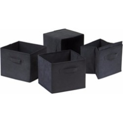Capri Set of 4 Foldable Black Fabric Baskets