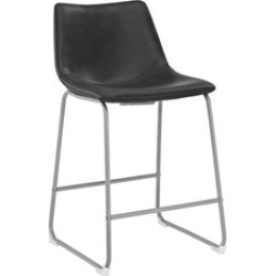 WE Furniture Faux Leather Dining Kitchen Counter Stools Set of 2 - Black WE Furniture Faux Leather Dining Kitchen Counter Stools Set of 2 - Black