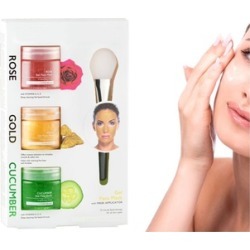 Women`s Skin Care Rose, Gold and Cucumber Gel Face Masks