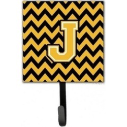 Carolines Treasures CJ1053-JSH4 Letter J Chevron Black & Gold Leash or Key Hold