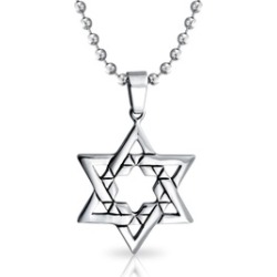 Bling Jewelry Mens Large Jewish Star of David Steel Religious Pendant