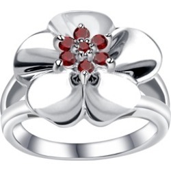 Orchid Jewelry 925 Sterling Silver 0.85 Carat Garnet Flower Ring