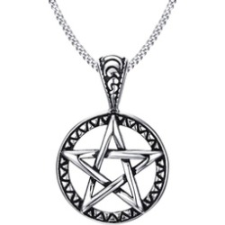 Men Women Wiccan Jewelry Stainless Steel Pentagram Pendant Necklace
