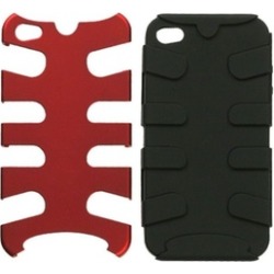 Insten Titanium Red/Black Fishbone Case For iPhone 4 4S