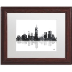 Marlene Watson 'Indianapolis Indiana Skyline BG-1' Matted Wood Framed Art