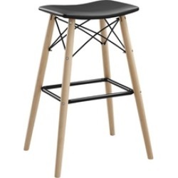 WE Furniture Retro Modern Faux Leather Kitchen Barstool - Black
