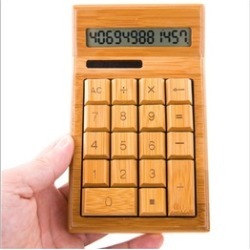 Eco-Friendly Handmade Wooden Dual Solar & Battery Operated Calculator