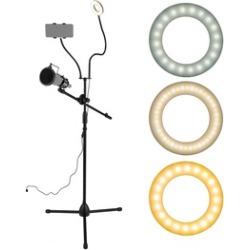 Selfie Ring Light with Tripod Stand in Black