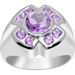 Orchid Jewelry 925 Sterling Silver 1 2/3 Carat Amethyst Halo Ring