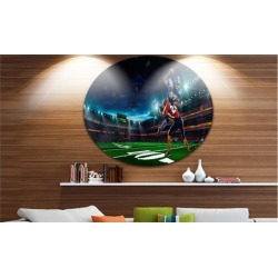American Football Player' Disc Sport Circle Metal Wall Art