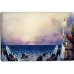 Lighthouse Sea Panoramic - Landscape Canvas Art Print