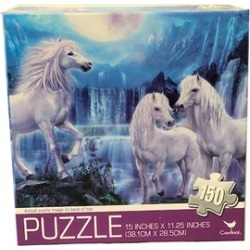 3 White Horses under the Moon 150 Piece Jigsaw Puzzle 11.25 x 15
